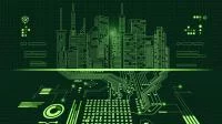 Stadt digital und vernetzt dargestellt - die Baustelle der Zukunft.