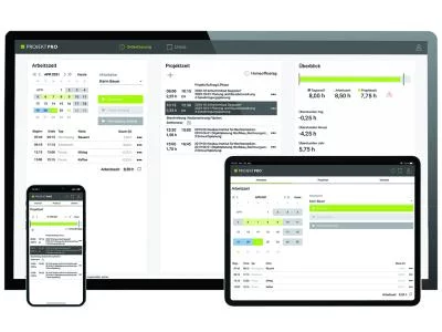 Mobile Zeiterfassung am Smartphone, Tablet und Notebook.
