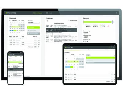 Mobile Zeiterfassung am Smartphone, Tablet und Notebook.