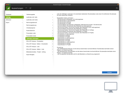 Screenshot Auswertungen in PROJEKT PRO.