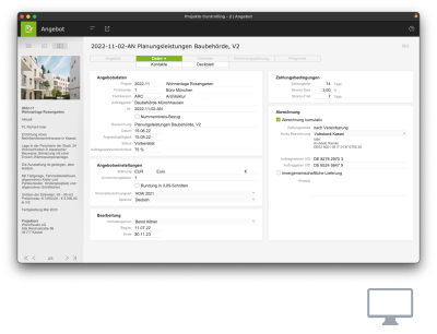 Screenshot Angebote bei PROJEKT PRO.