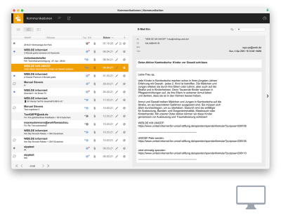 Screenshot Kommunikationen in PROJEKT PRO.