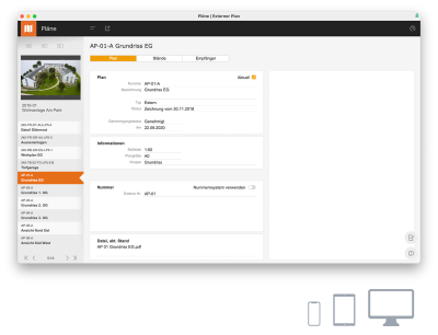 Screenshot Pläne in PROJEKT PRO.