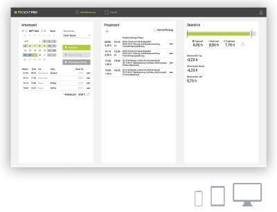 Screenshot Zeiterfassung in PROJEKT PRO.