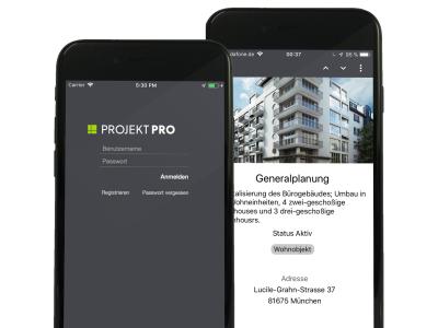 Smartphone-Screen mit Screenshot von PRO topic.